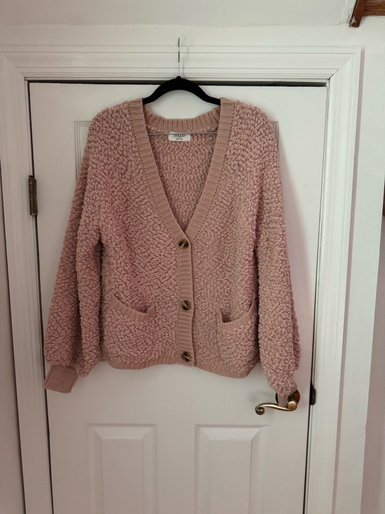 Zenana Outfitters Sweaters - Zenana Outfitters Blush Pink Bouclé Button Cardigan